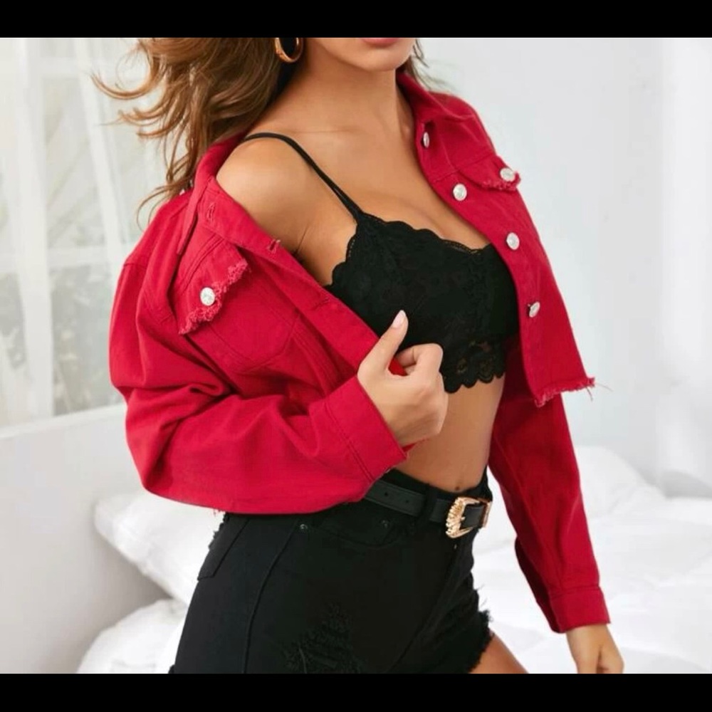 NWOT Red Denim Jacket
